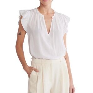 Ramy Brook Destinee White Ruffle Sleeve Blouse